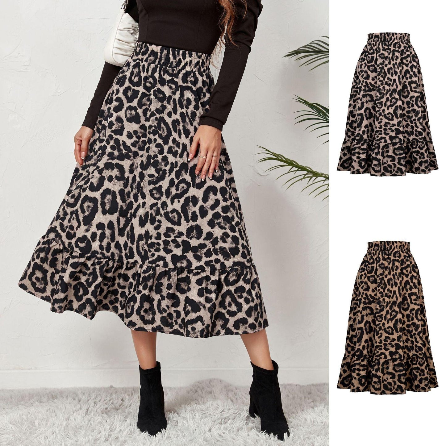 Women's Leopard Print High Waist Skirt - Elite Essence Store