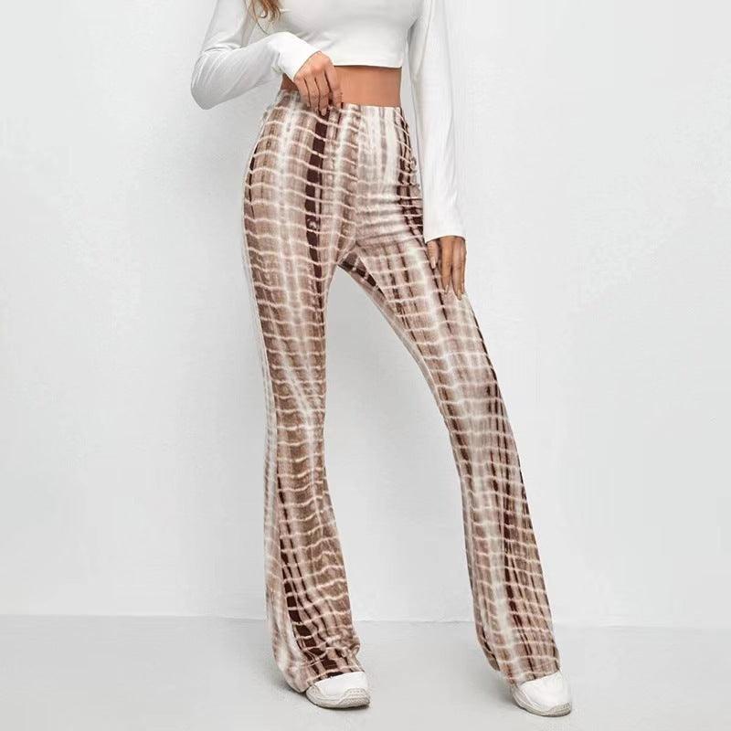 Women's Tight Retro Print Bootleg Pants - Elite Essence Store