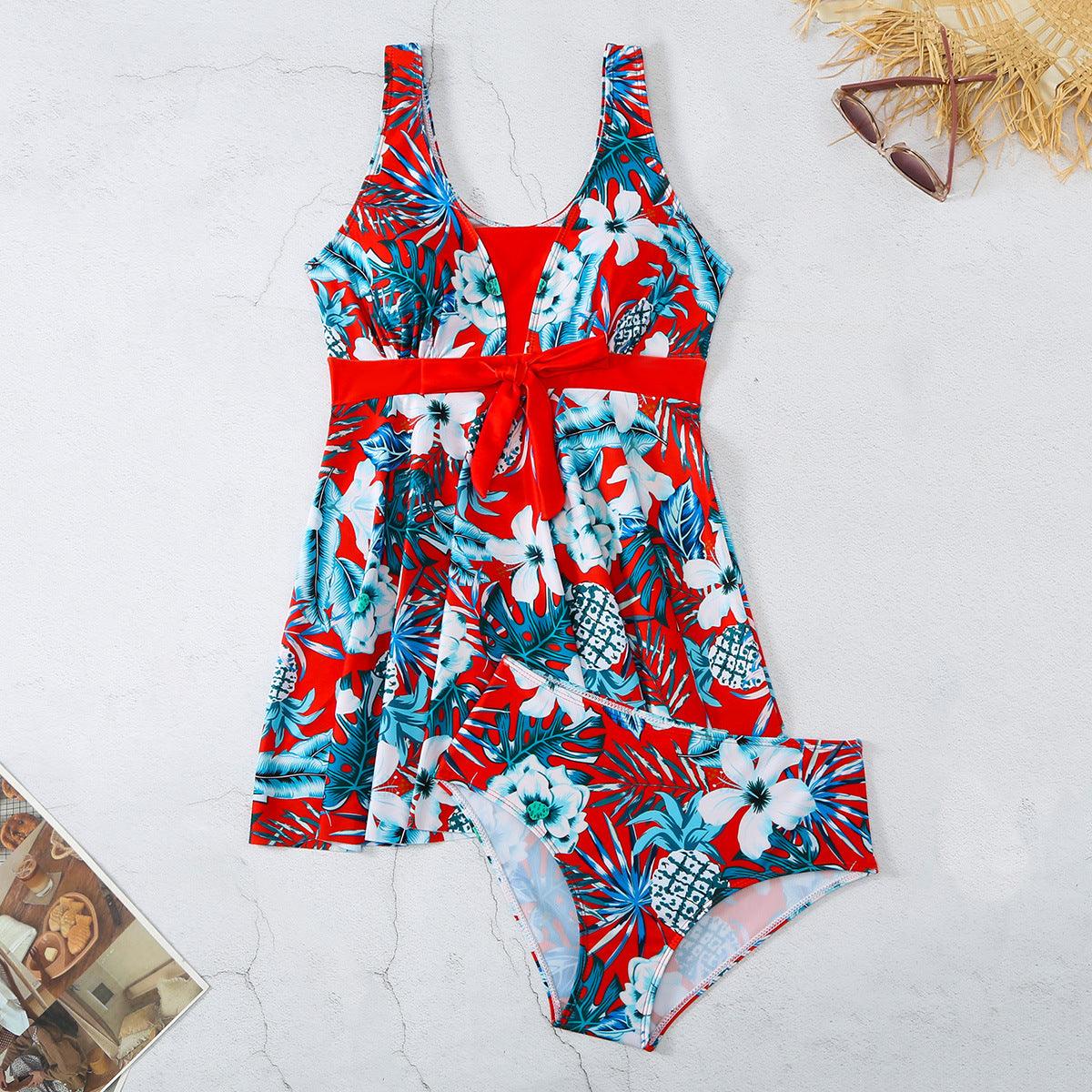 Women's V-neck Printed Split Bikini Swimsuit - Elite Essence Store