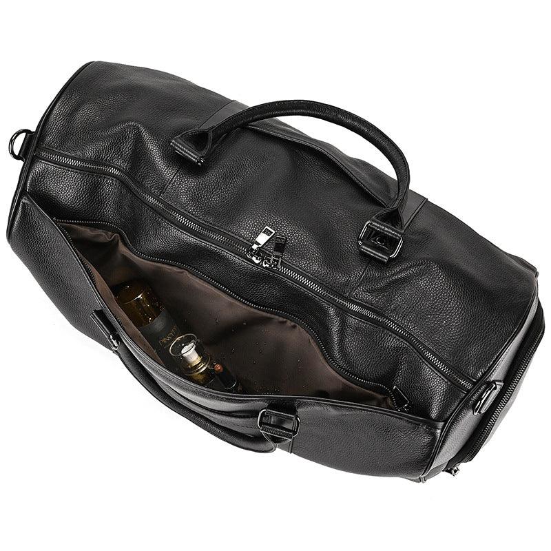 Men's Real-leather Traveling Black Gym Bag - Elite Essence Store