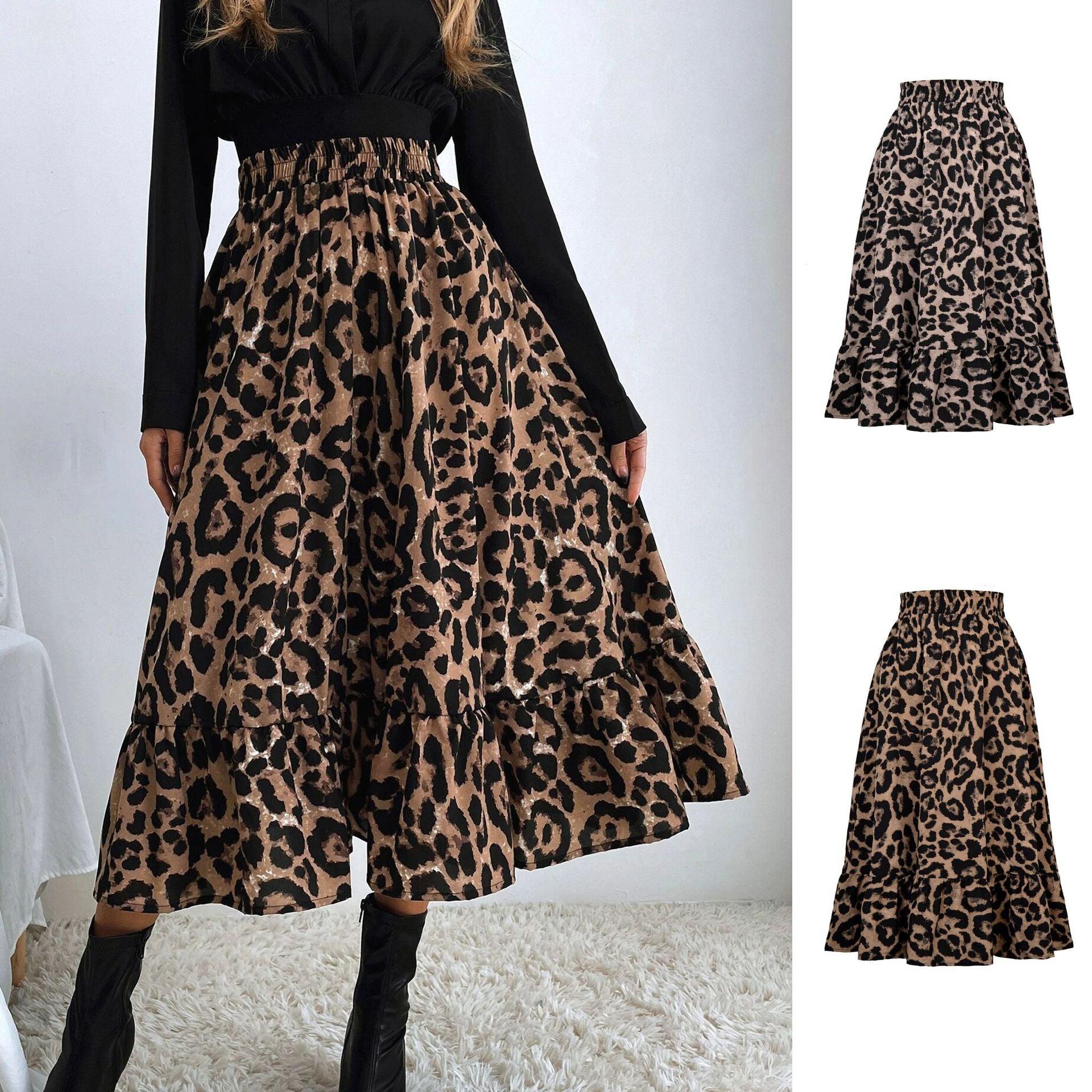 Women's Leopard Print High Waist Skirt - Elite Essence Store