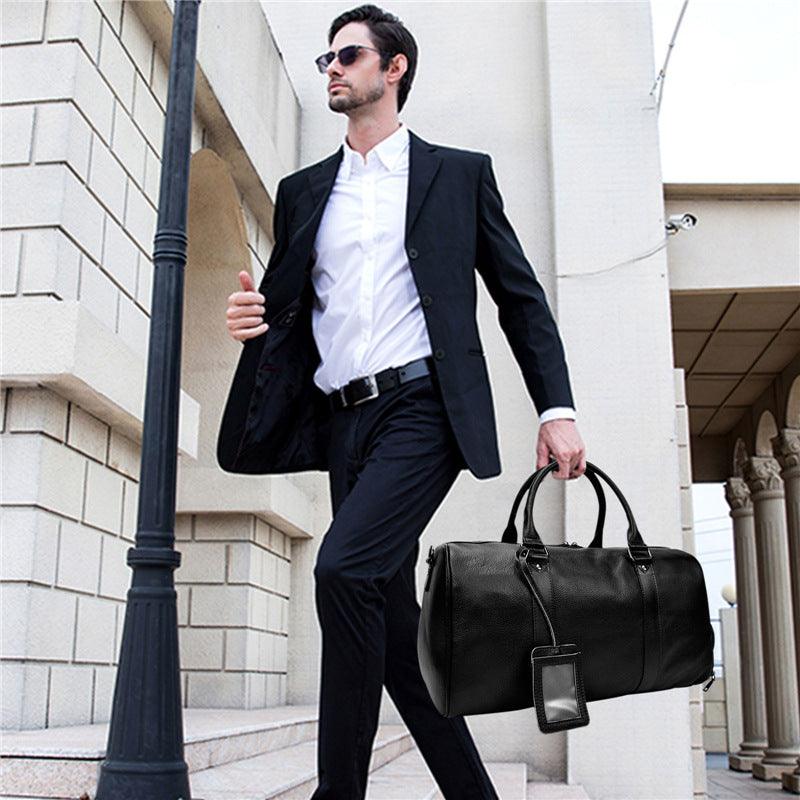 Men's Real-leather Traveling Black Gym Bag - Elite Essence Store