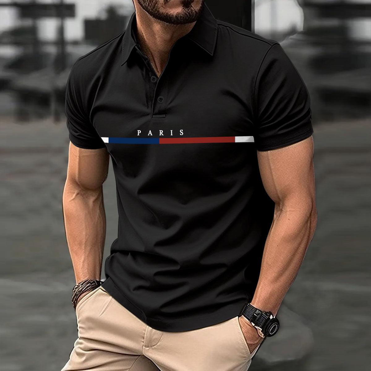 Summer Men's Striped French Color Block Button Sports Top - Elite Essence Store