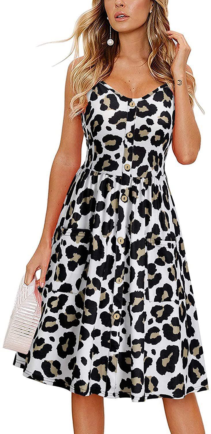 Women's Printed V-neck Large Hem Dress - Elite Essence Store