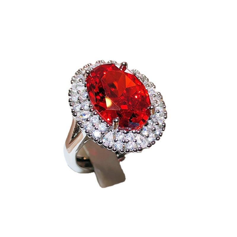 Women's Colored Gems Red Corundum Imitation Pigeon Blood Ring - Elite Essence Store