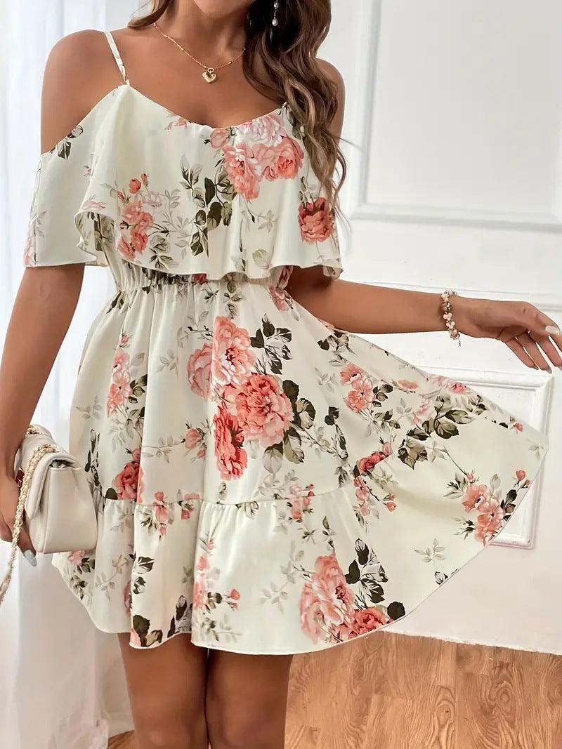 French Romantic Off-shoulder Waist Dress - Elite Essence Store