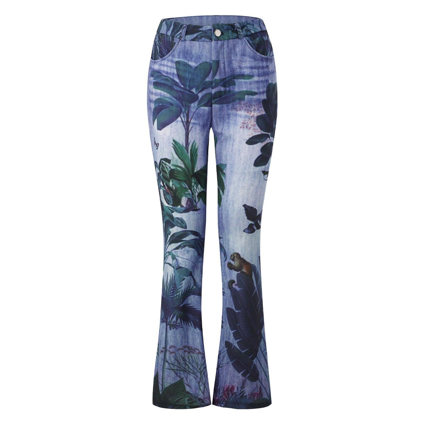 Imitation Jeans Plus Size Women's Casual Pants Floral Thin Trousers - Elite Essence Store