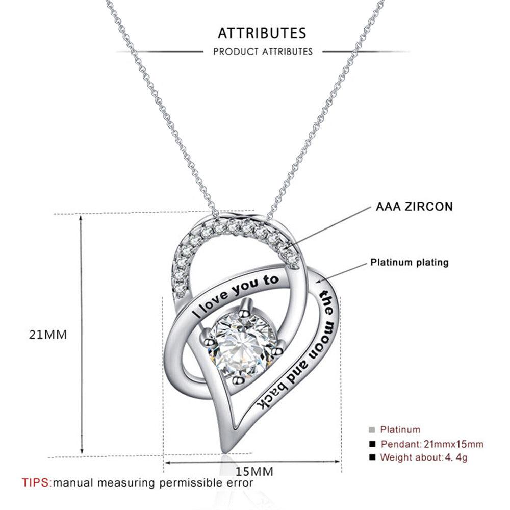 Mother's Day Gift Rosewood Lamp Box Suit Hollow Heart-shaped Zircon Pendant Necklace - Elite Essence Store