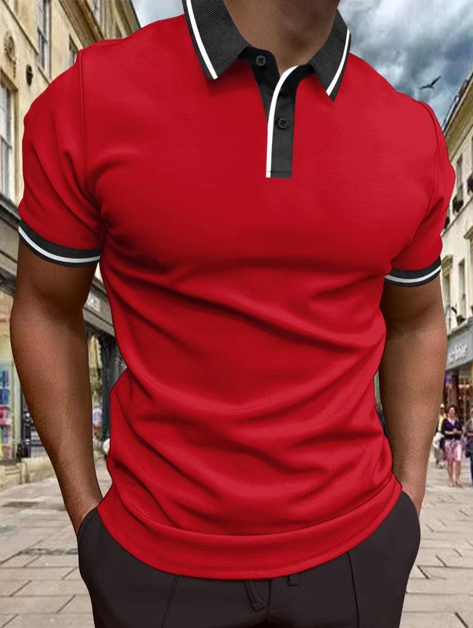 Men's Short-sleeved Polo Shirt Thread Lapel - Elite Essence Store