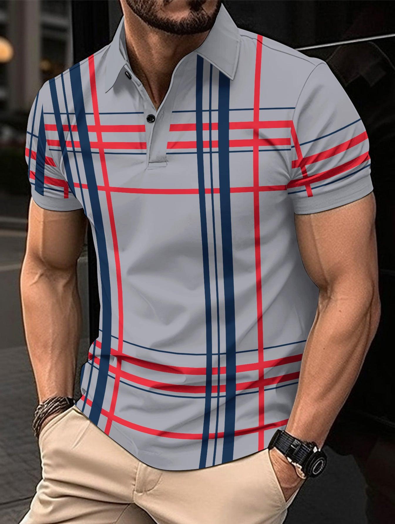 Men's Printed Lapel Button Sport Short Sleeved Shirt - Elite Essence Store