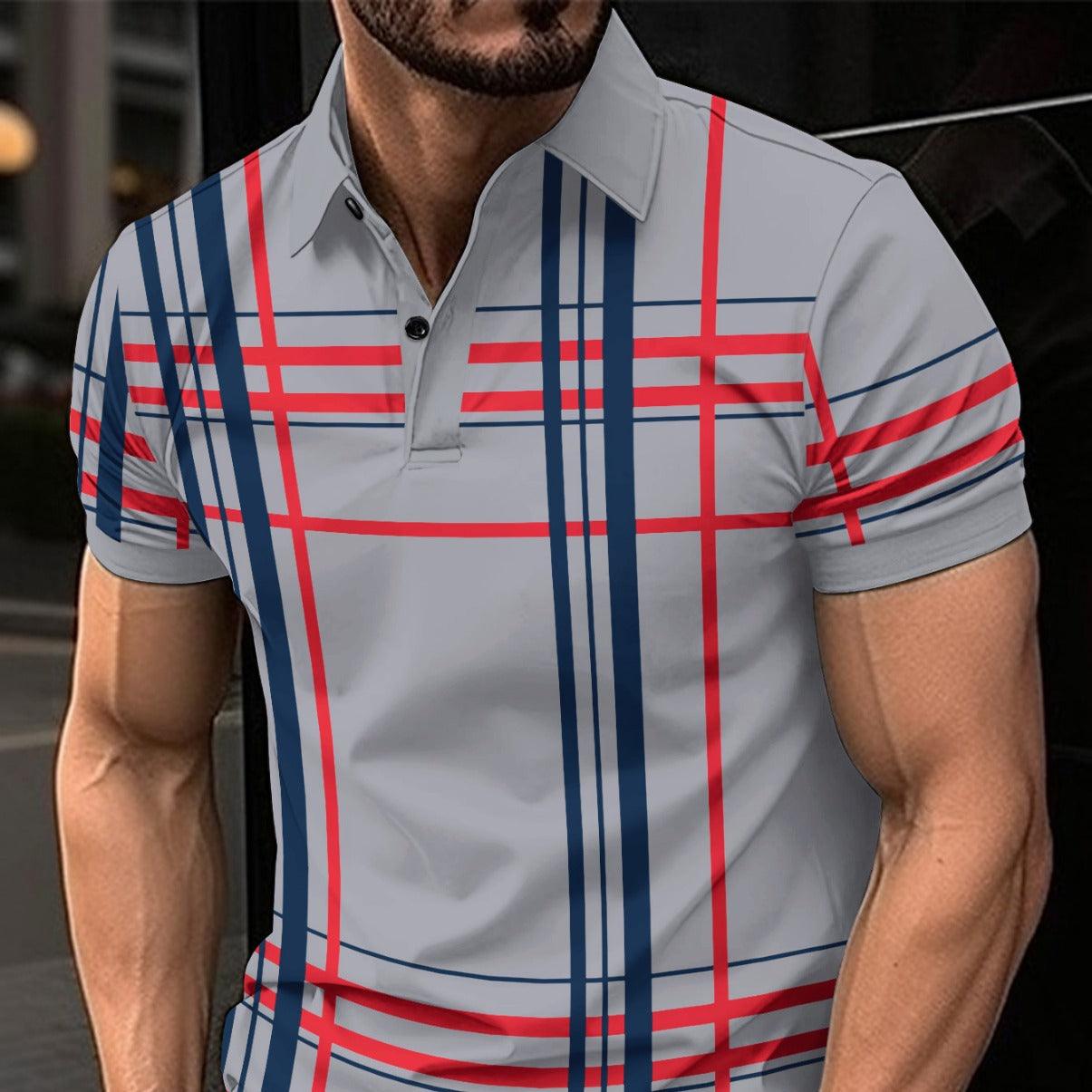 Men's Printed Lapel Button Sport Short Sleeved Shirt - Elite Essence Store