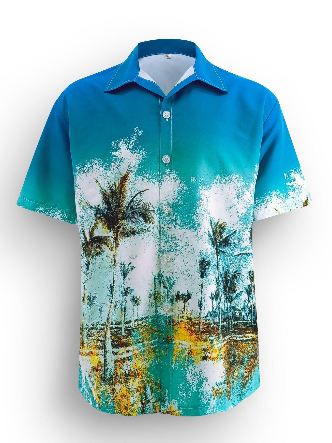 Hawaiian Shirt Men's Coconut Print Loose - Elite Essence Store