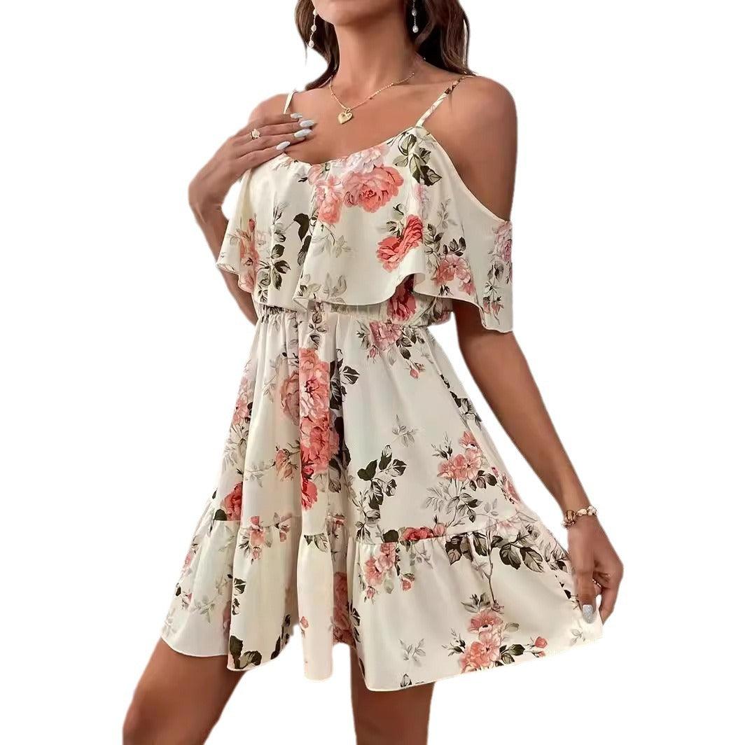 French Romantic Off-shoulder Waist Dress - Elite Essence Store