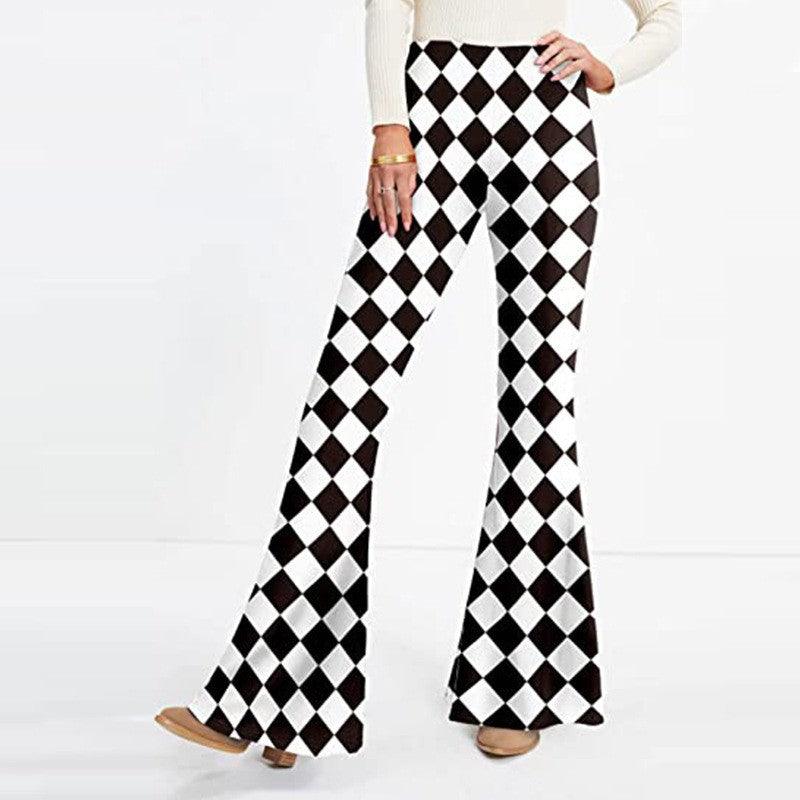 Women's Tight Retro Print Bootleg Pants - Elite Essence Store