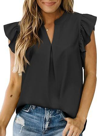 V-neck Design Wave Sleeveless Shirt For Women - Elite Essence Store