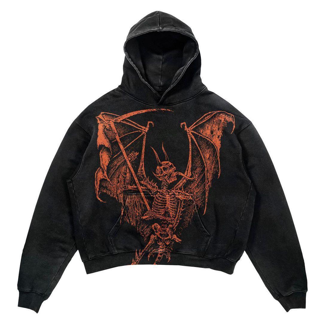 Men's And Women's Fashion Punk Design Fleece Printed Hoodie - Elite Essence Store