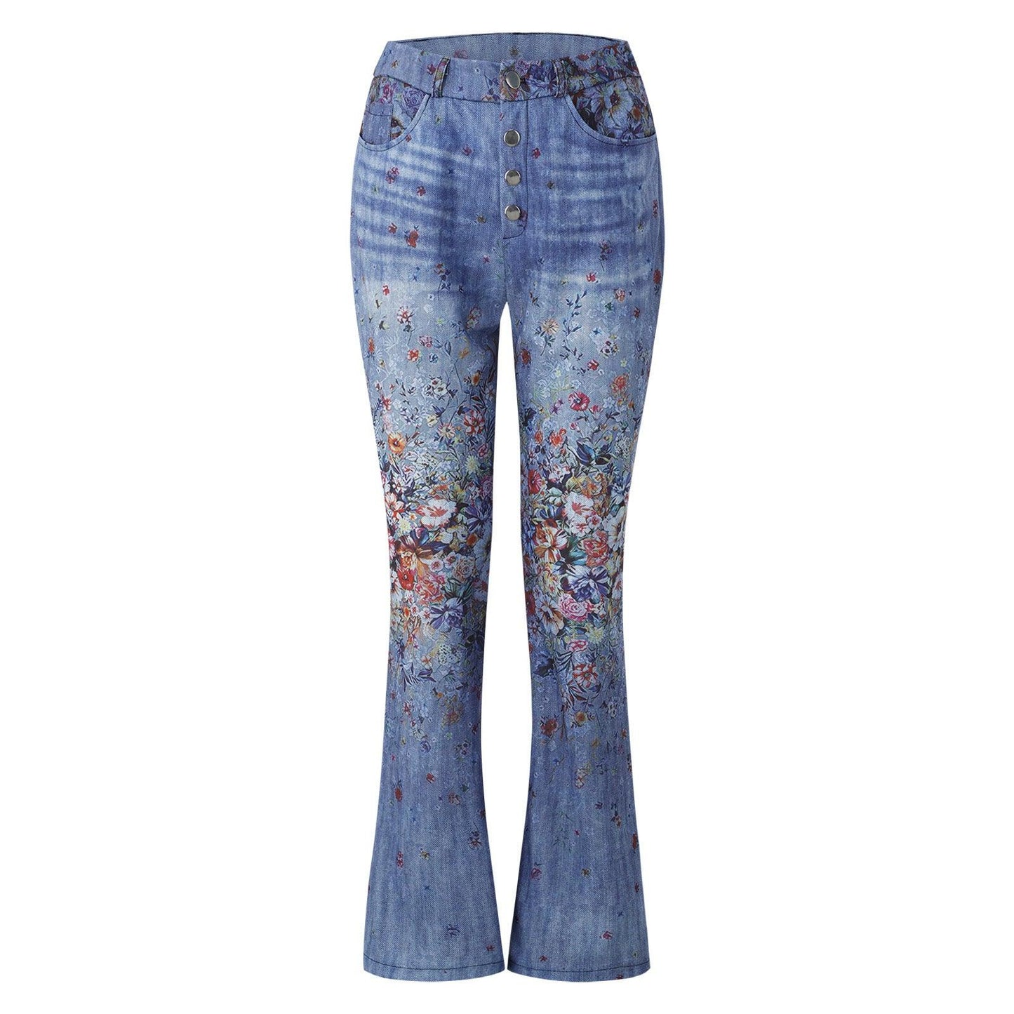 Imitation Jeans Plus Size Women's Casual Pants Floral Thin Trousers - Elite Essence Store