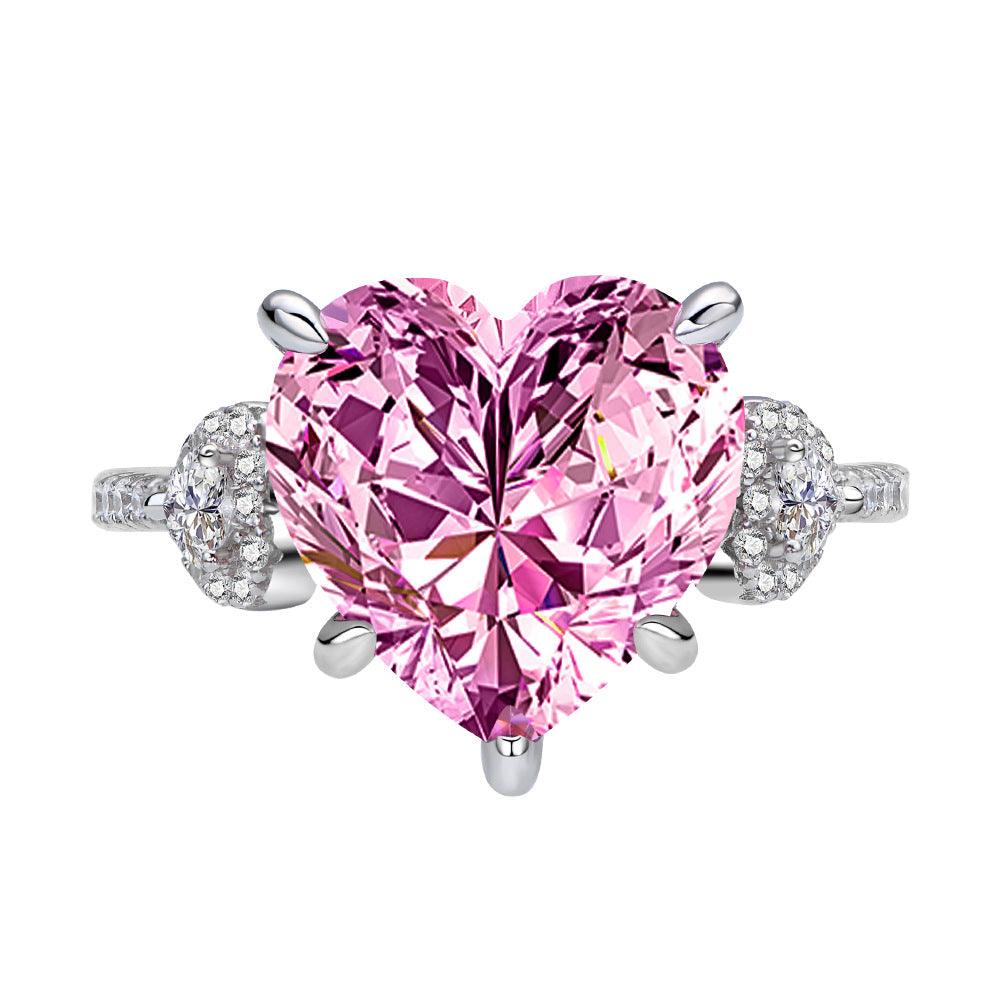 Inlaid Heart-shaped 12 12mm Diamond 925 Silver - Elite Essence Store