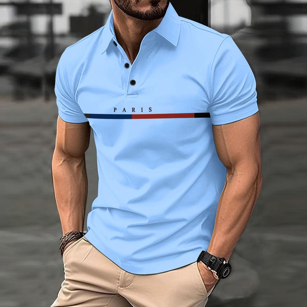 Summer Men's Striped French Color Block Button Sports Top - Elite Essence Store