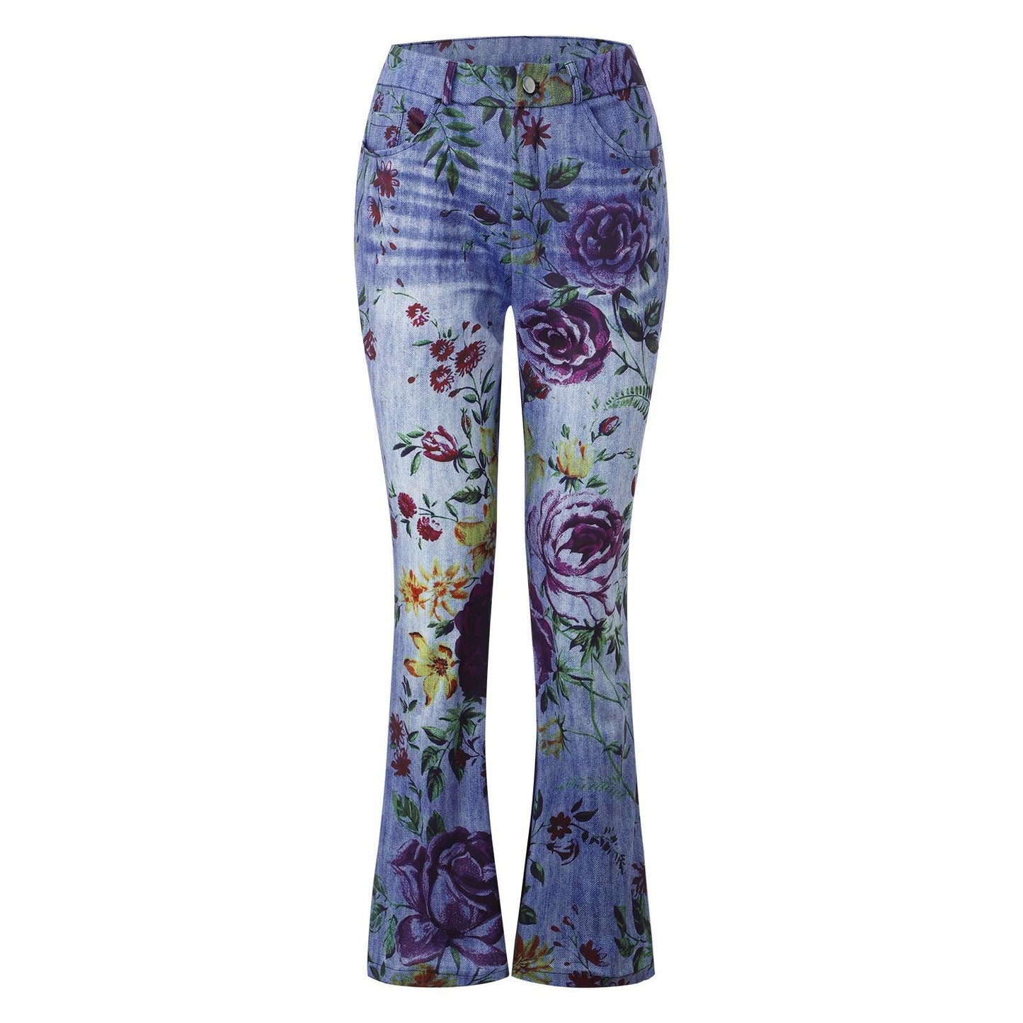 Imitation Jeans Plus Size Women's Casual Pants Floral Thin Trousers - Elite Essence Store