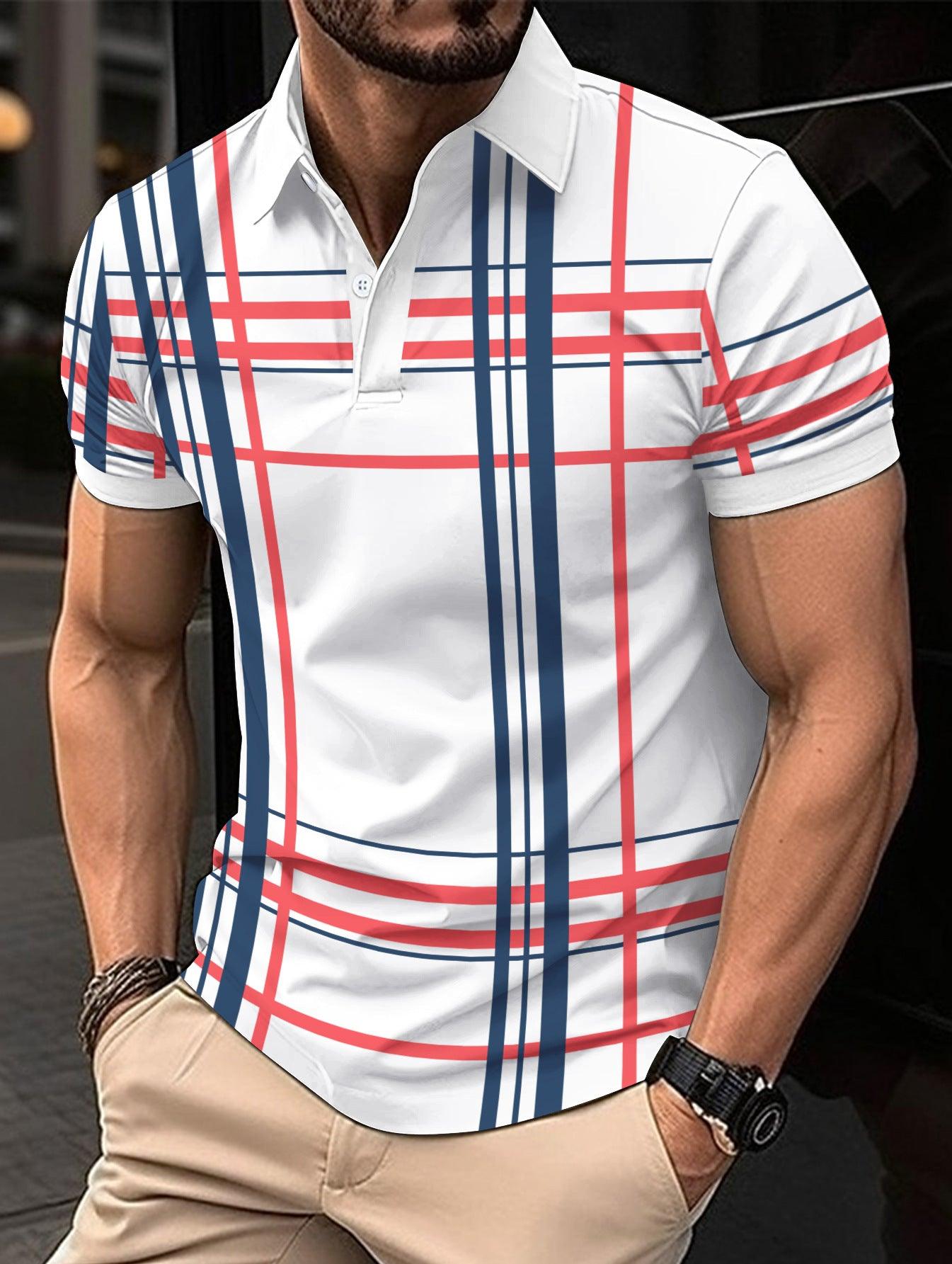 Men's Printed Lapel Button Sport Short Sleeved Shirt - Elite Essence Store