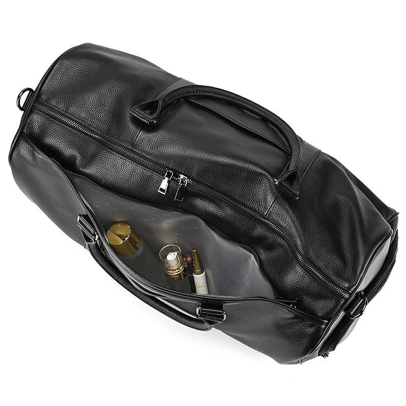 Men's Real-leather Traveling Black Gym Bag - Elite Essence Store