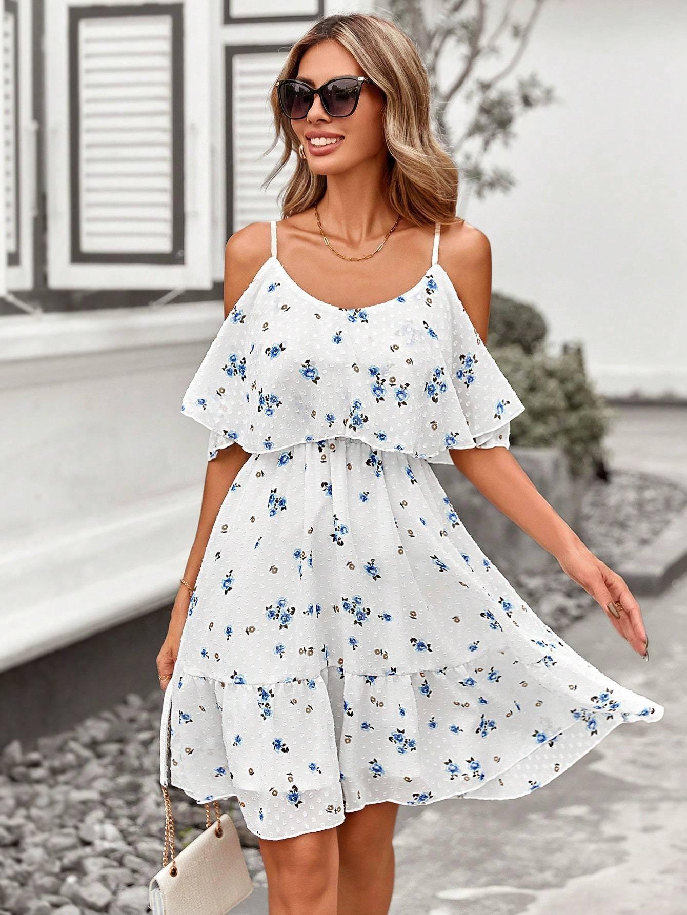 French Romantic Off-shoulder Waist Dress - Elite Essence Store