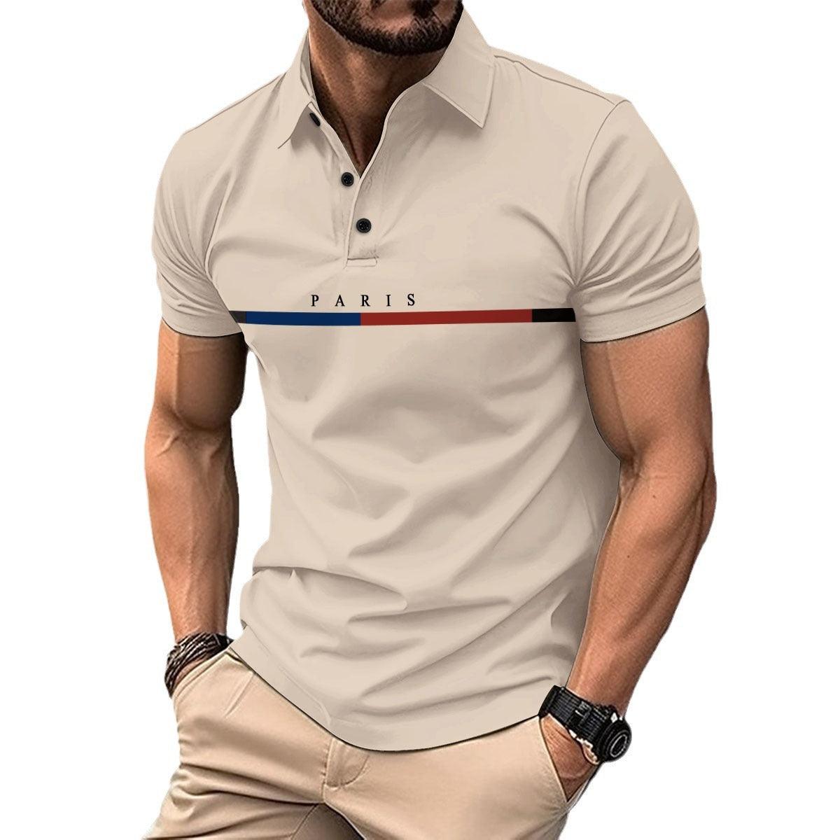 Summer Men's Striped French Color Block Button Sports Top - Elite Essence Store