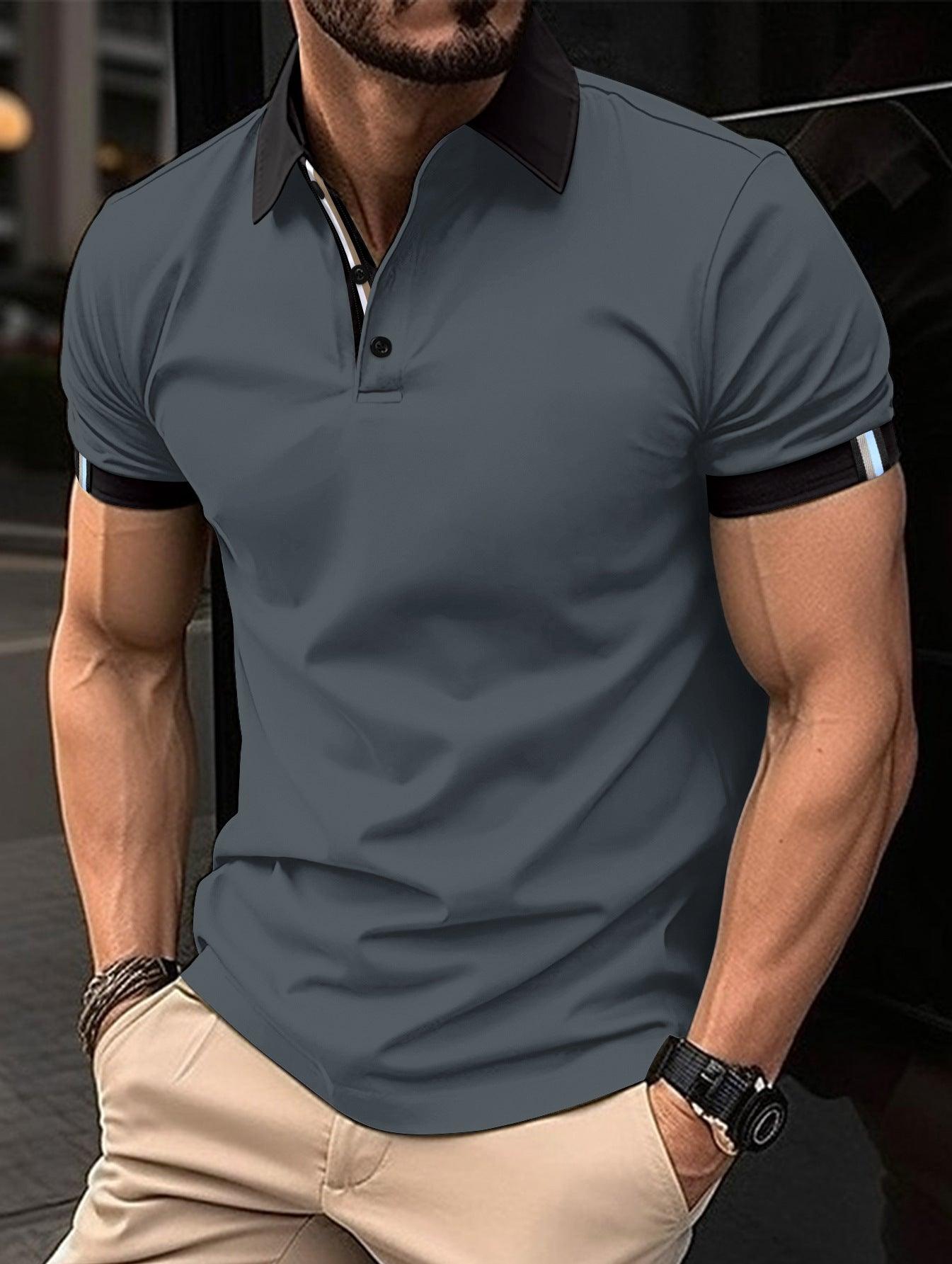 Men's Casual Button Solid Color Short Sleeves - Elite Essence Store