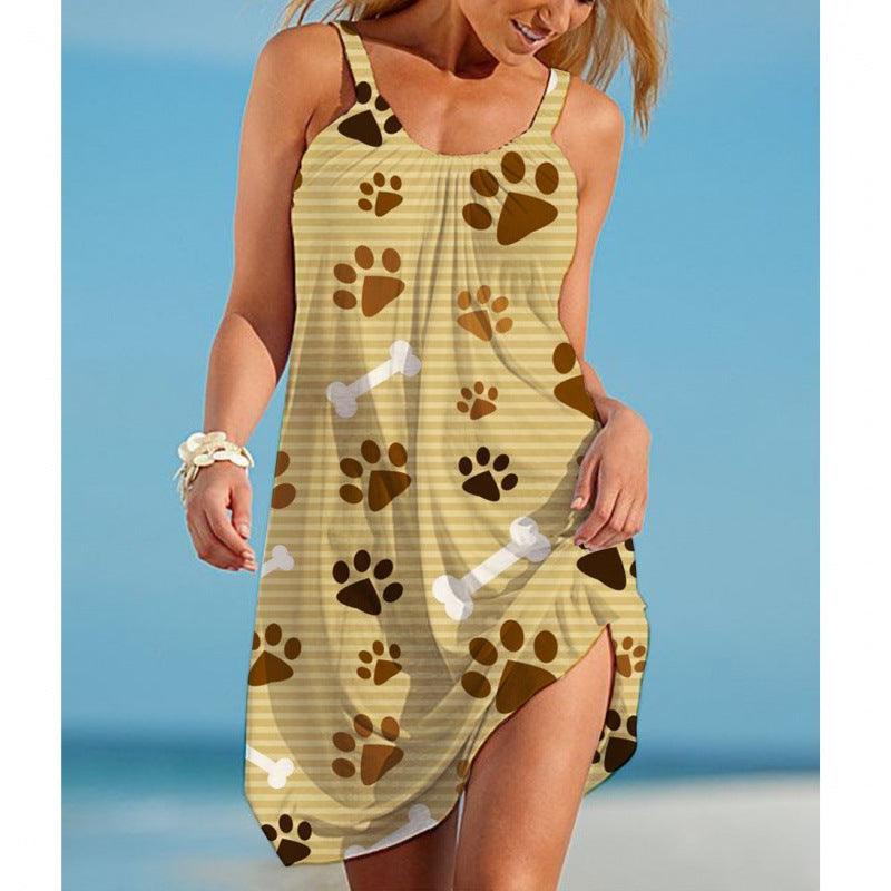 Women's Printed Sleeveless Loose Casual Beach Dress - Elite Essence Store