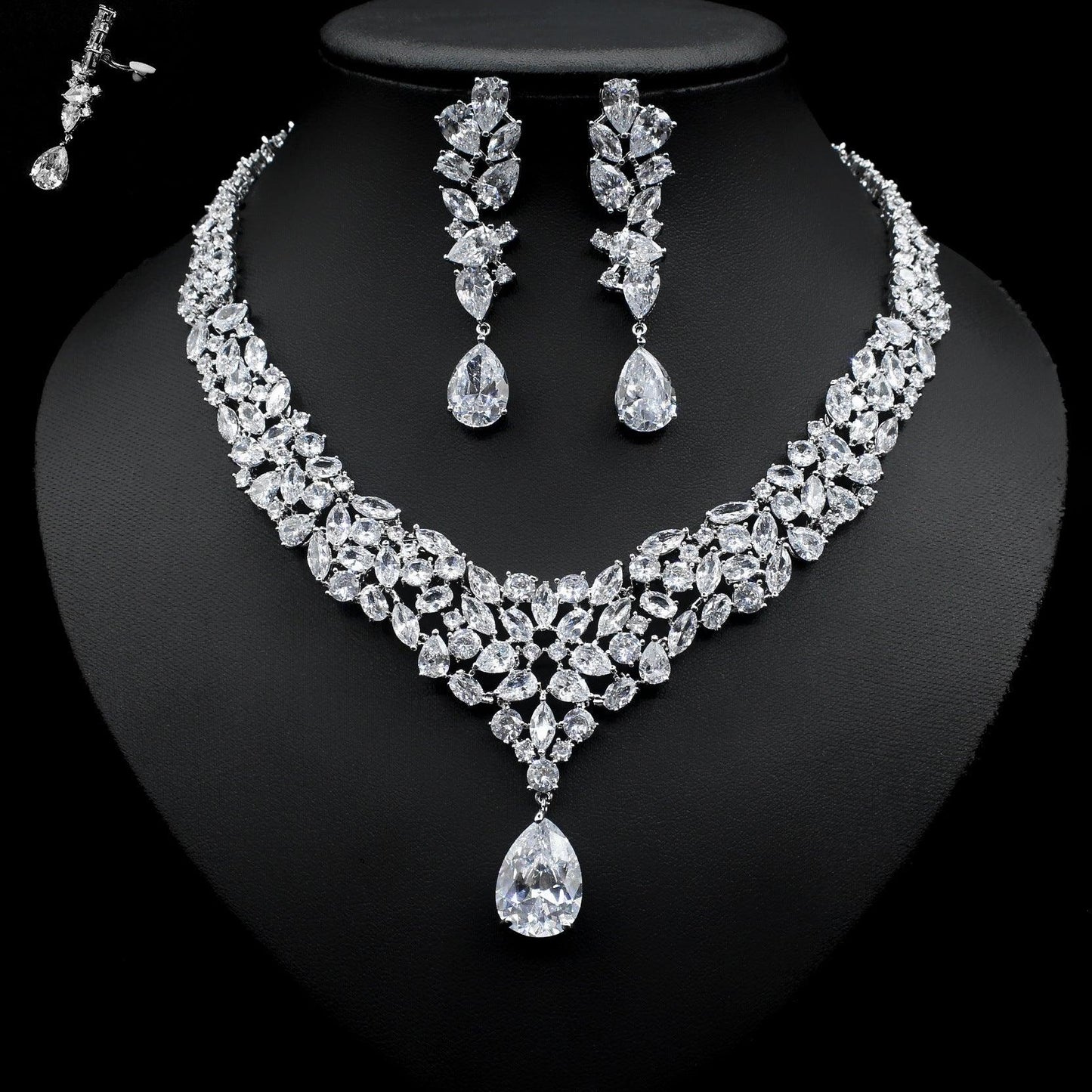 Bridal Zircon Necklace Two-piece Earrings Set - Elite Essence Store