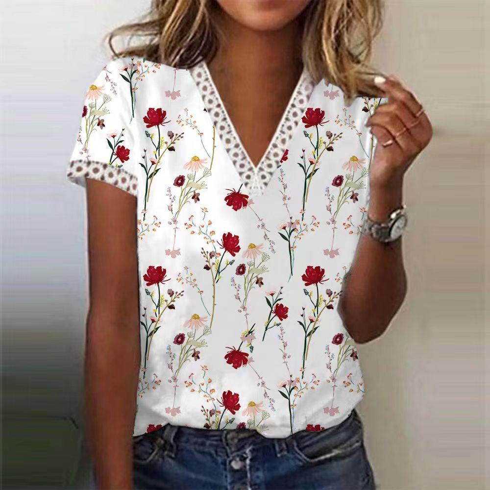 Women's Fashion V-neck Short Sleeve Top - Elite Essence Store