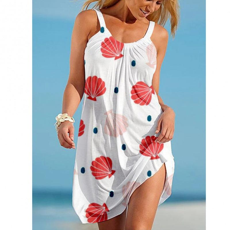 Women's Printed Sleeveless Loose Casual Beach Dress - Elite Essence Store