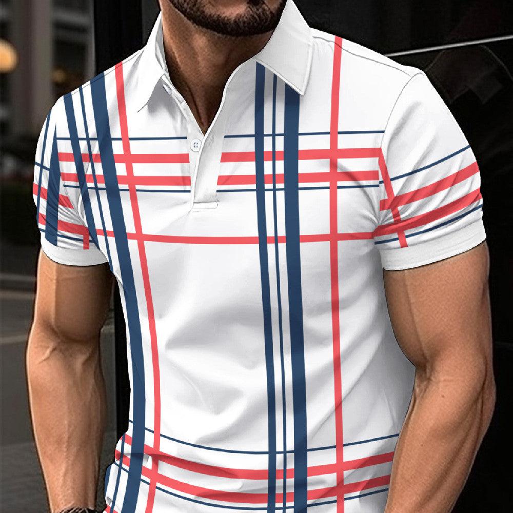 Men's Printed Lapel Button Sport Short Sleeved Shirt - Elite Essence Store