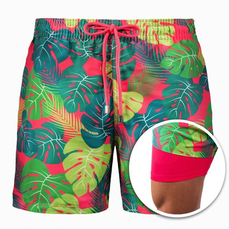 Men's Printed Beach Shorts Sports Double Layer Shorts Summer - Elite Essence Store