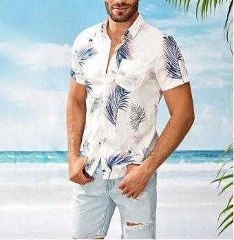 Summer Vacation Beach Short Sleeve Men's Printed Hawaiian Shirt - Elite Essence Store