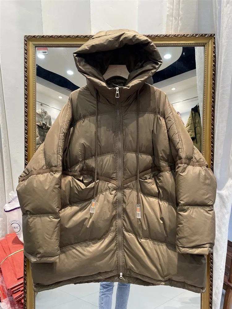 Plus Size White Duck Down Loose Down Jacket