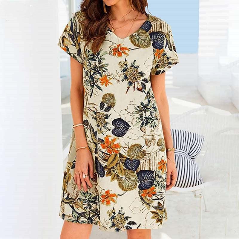 Retro Cotton And Linen Beach Dress Women - Elite Essence Store