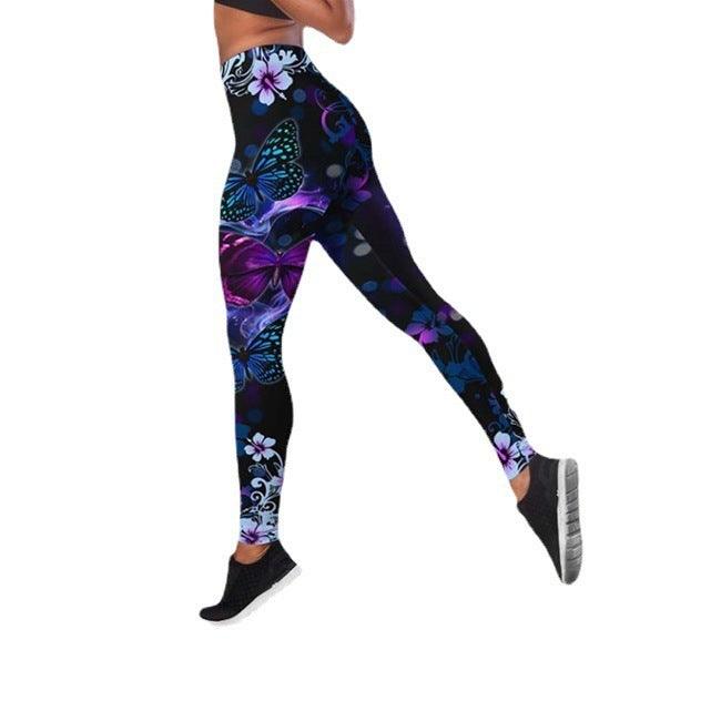 Autumn Butterfly High Waist Yoga Pants Plus Size - Elite Essence Store