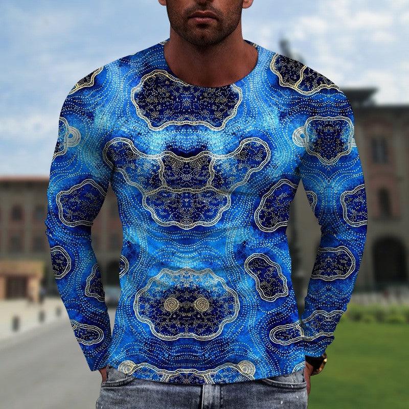 3D Digital Printing Colorful Men's Long Sleeve Round Neck T-shirt - Elite Essence Store