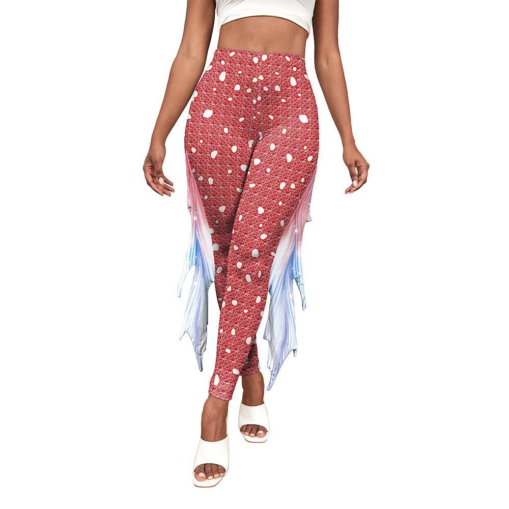 Colorful Little Mermaid Fin Mermaid Digital Print Hip Lift Feet Pants - Elite Essence Store