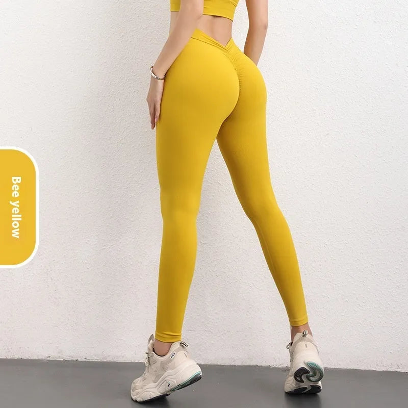 Fashion V-shaped Yoga Pants Ins High Waist Trousers Hip Lifting Sports Fitness Pants Womens Clothing