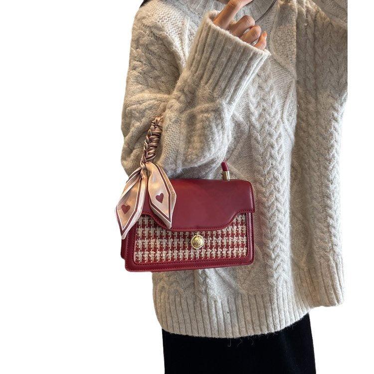 Woolen Texture Shoulder Small Square Bag - Elite Essence Store