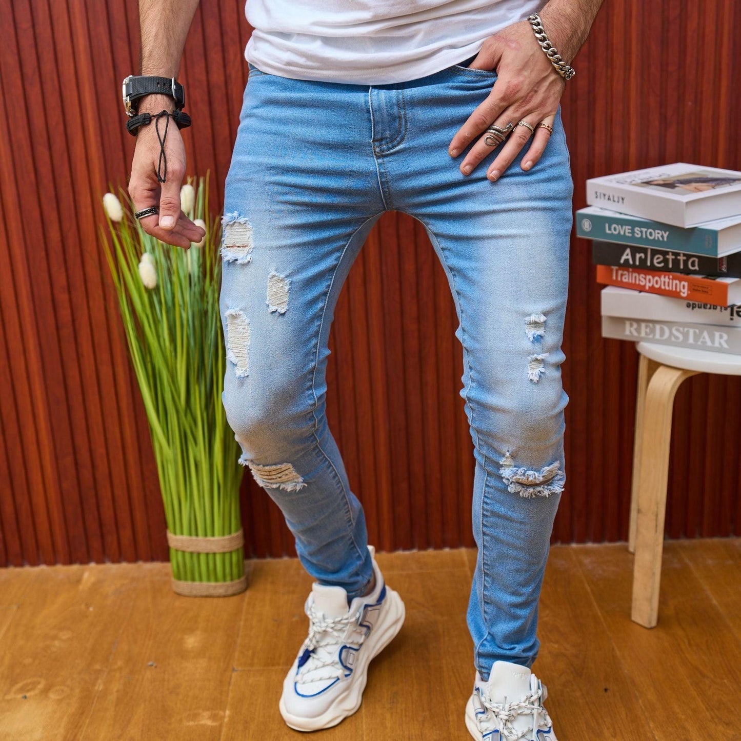 Summer Ripped Men's Casual Slim Fit Stretch Jeans - Elite Essence Store