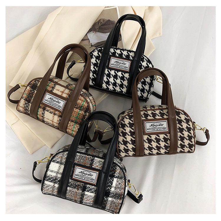 Women's Fashion Casual Houndstooth Shoulder Messenger Bag - Elite Essence Store