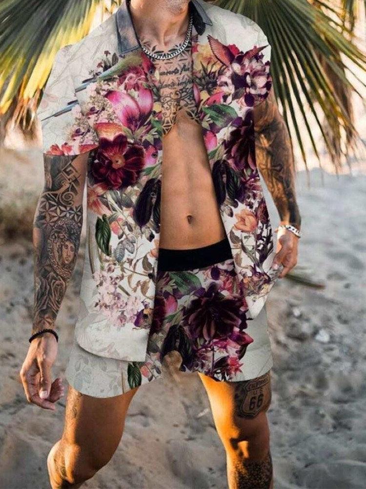 Printed Casual Shirt Beach Shorts Suit Men - Elite Essence Store