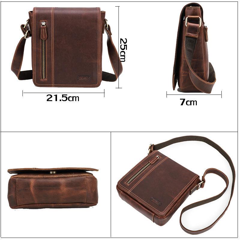 Retro Crazy Horse Skin Men's One Shoulder Crossbody Bag - Elite Essence Store