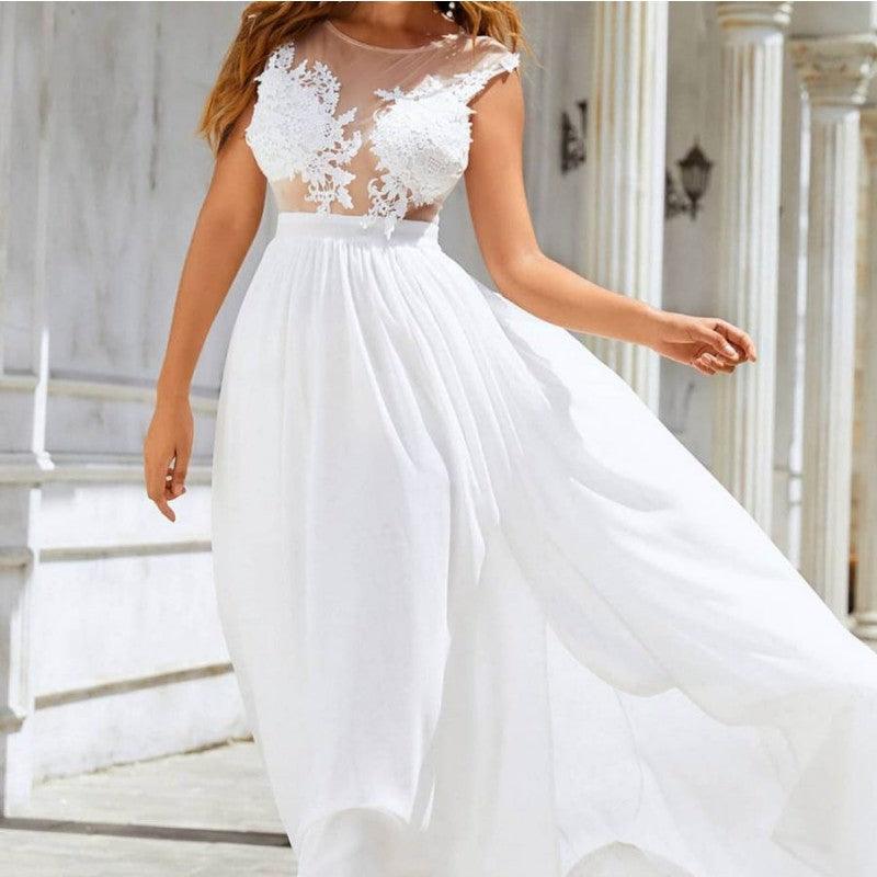 Chiffon Lace Trailing Wedding Large Swing Dress - Elite Essence Store