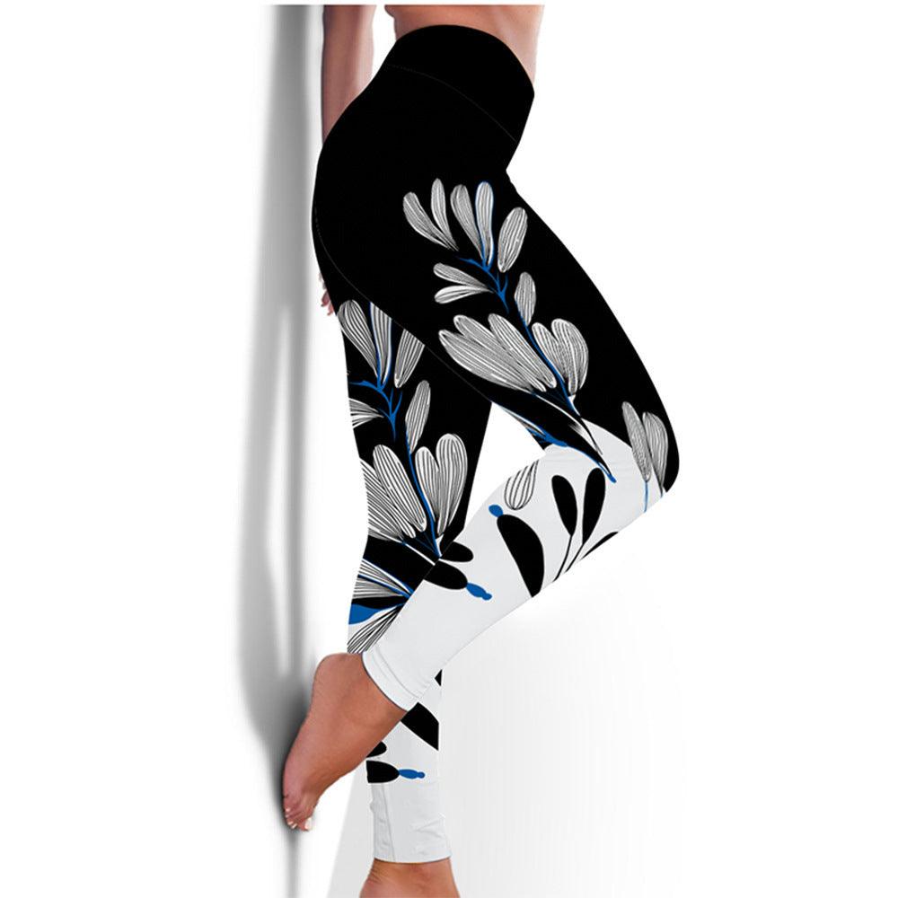 Printed Floral Butterfly Leggings High Waist Slim Yoga Pants Leggings - Elite Essence Store