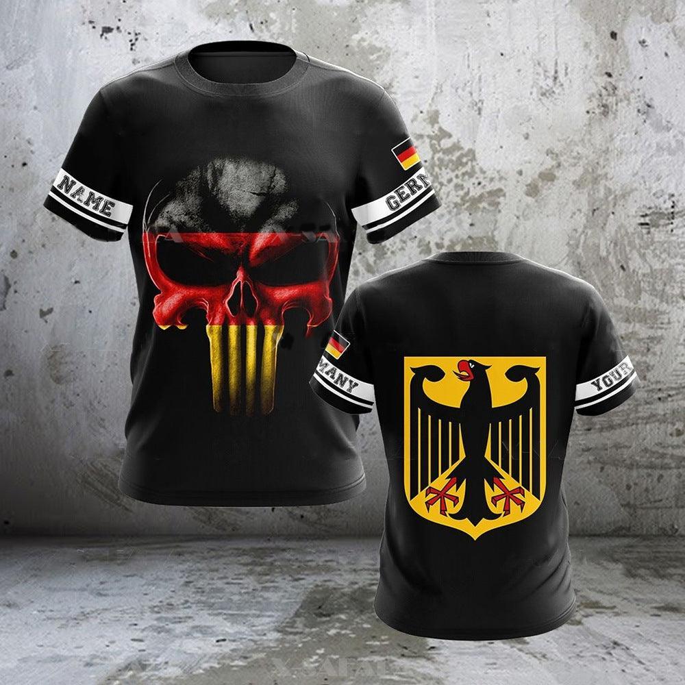 German Flag Printed Men's T-shirt O-neck Short Sleeve Top - Elite Essence Store